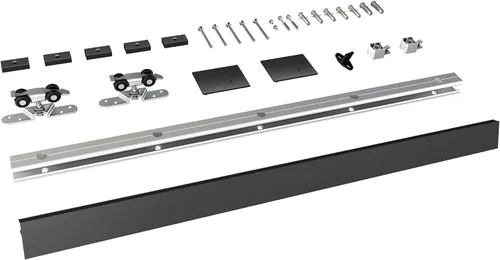 JUBEST Kit de Herraje para Puerta de Granero de 6 Pies, Herraje de Caja de Aleación de Aluminio, Riel de Puerta Corredera de Baja Altura para Puerta