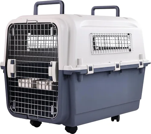 Vista 8 de Transportadores de plástico Elevon, jaula de plástico para perros, transportador de mascotas aprobado por aerolíneas para perros y gatos de viajes