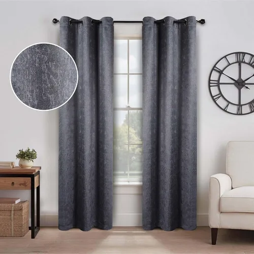 Vista 10 de BLUENILEMILLS Room Darkening Blackout Curtain Panels with 8 Grommets, Perfect Drapes for Kitchen, Bedroom, or Living Room Windows, Rustic Textured