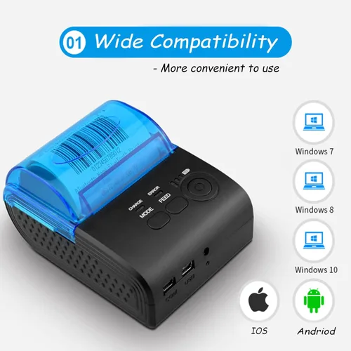 Vista 3 de Yoidesu Mini impresora de recibos, impresora térmica portátil Bluetooth portátil de 2.283 in, compatible con Android VISTA Linux, impresora