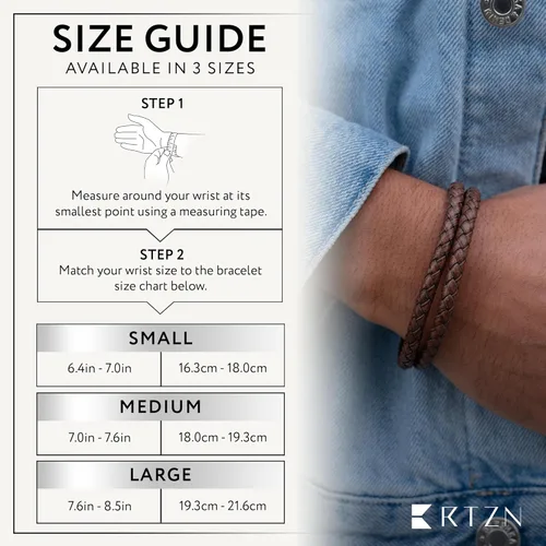 Vista 3 de RTZN® Brown Leather Bracelet for Men – Premium Artisan Handcrafted Mens Leather Bracelet – Multi-Stand Mens Bracelet Leather Collection Beaded