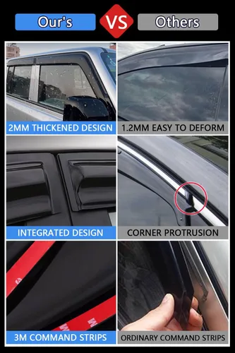 Vista 6 de Deflectores de Ventana y Protectores de Lluvia para Jeep Cherokee 2014 2015 2016 2017 2018 2019 2020 2021 2022 2023 Accesorios, para Deflectores