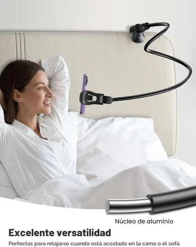 Vista 4 de Lamicall Soporte para Teléfono de Cuello de Cisne para Cama - [Clip Estable Mejorado] para Escritorio, Cabecera, Cama, Mesita de Noche, Mesa