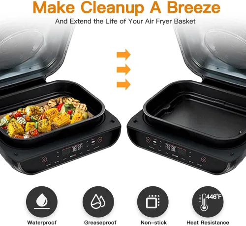 Vista 4 de Revestimientos para freidora de aire desechables para Ninja: 150 piezas de forros de papel pergamino para freidora de aire Ninja Foodi Smart XL