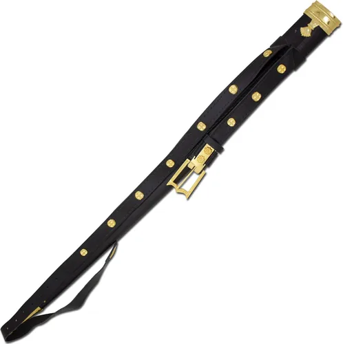 Vista 5 de Medieval Warrior Espada larga con mango de oro Writhen de rama alemana del siglo XV y media espada con vaina de cuero real