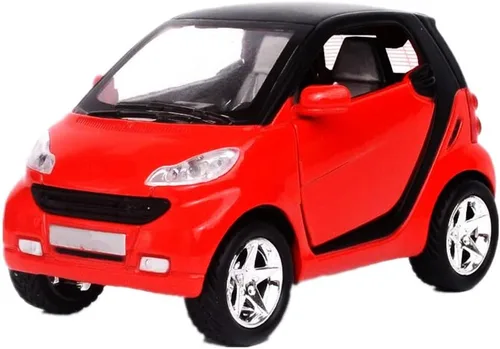 Escala 1:32 para Smart Fortwo Modelo Diecast Model Car Pullback Vehículo Juguetes Colección de juguetes, Regalo, con Sonido y Luz (Rojo)