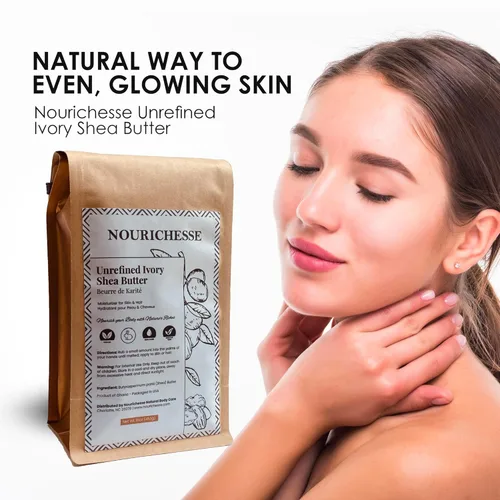 Vista 6 de Manteca de karité marfil sin refinar - Bloque de 1 libra (16 onzas), manteca de karité cruda 100% pura