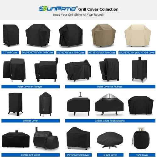 Vista 9 de SunPatio Cubierta redonda para ahumador de 30 pulgadas, resistente e impermeable, para parrilla Weber, Charbroil, Char-Griller Kamado y más