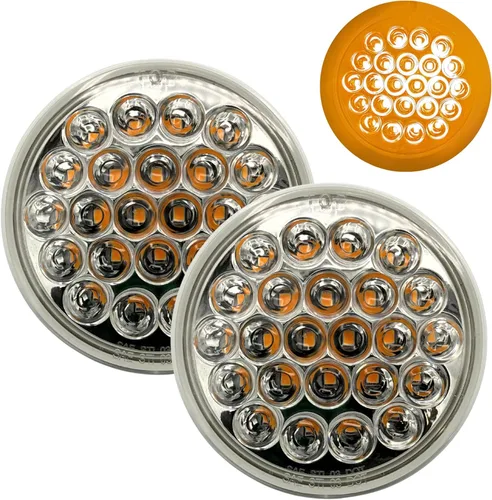 Vista 6 de All Star Truck Parts Luz de estrobo LED ámbar de 4" redonda empotrada, 24 LED DOT/SAE aprobado y marcado, impermeable, luz de estrobo súper