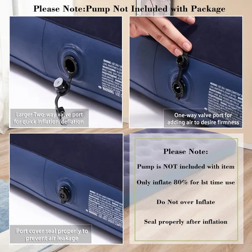 Vista 4 de Colchón de aire tamaño individual, cama hinchable, colchón para acampar, almohadilla para dormir
