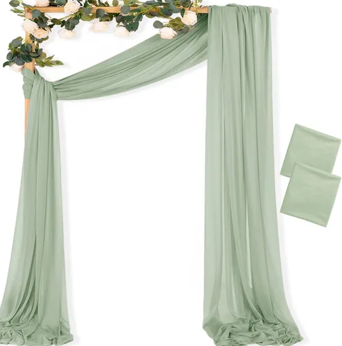 Vista 30 de MLMC 1 panel de tela para arco de boda azul bebé, 29 x 20 pies, cortinas de gasa extralargas transparentes de 6.6 yardas, paneles de cortinas