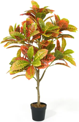Vista 11 de Fencer Wire Árbol de croton topiario artificial de 30 pulgadas, plantas artificiales resistentes a los rayos UV, arbustos y arbustos sintéticos