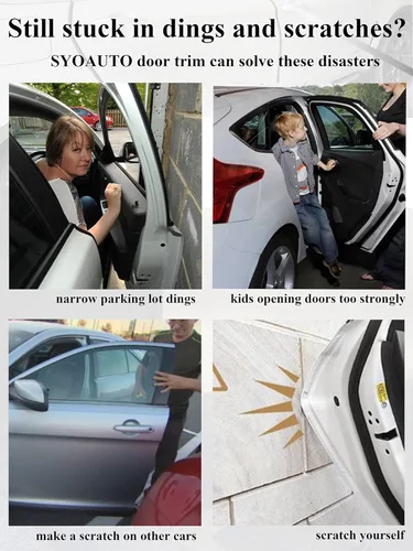 Vista 2 de SYOAUTO Protector de Borde de Puerta de Automóvil Negro de 13 Pies (4M) Protectores de Borde de Goma para Puerta de Auto Forma de U con Lámina