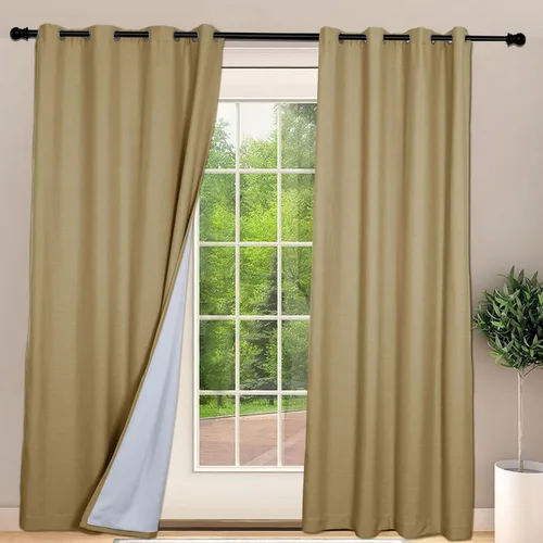 Vista 45 de Frelement Cortinas opacas extralargas de 108 pulgadas de largo, para sala de estar, cortinas de lino con bloqueo de luz, cortinas con aislamiento