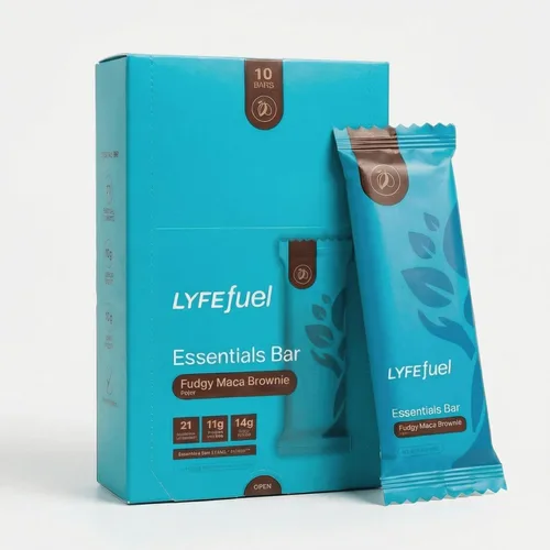 LyfeFuel - Barra de reemplazo de comidas – Barra de proteína vegana repleta de superalimentos orgánicos, fibra y 21 nutrientes esenciales de
