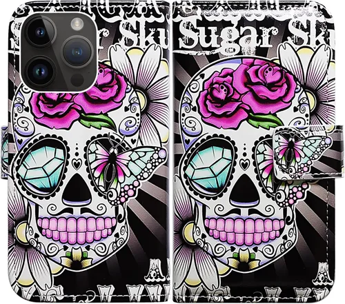 Vista 26 de Bcov Funda para iPhone 15 Pro, de piel con tapa y soporte para tarjeta y soporte para iPhone 15 Pro