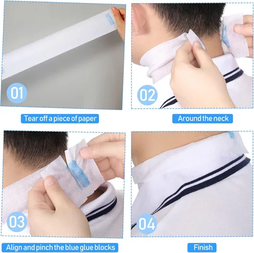 Vista 6 de Yilloog 4000 tiras 40 rollos desechables de papel de peluquería para cortar el pelo, tiras de cuello elásticas para peluquería, banda elástica