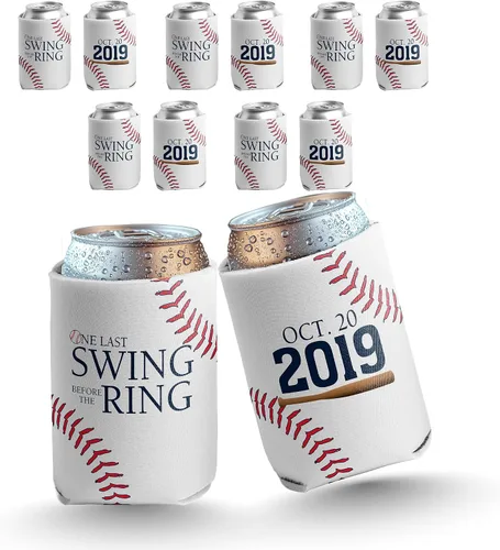 VictoryStore Enfriadores de latas personalizados para despedida de soltero de béisbol, un último columpio antes del anillo, juego de 6 fundas