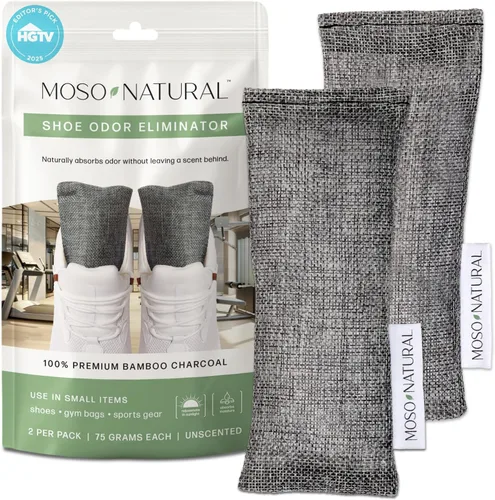 Moso Natural Insertos desodorantes para zapatos, absorbente de olores de carbón para zapatos, desodorante para bolsas de gimnasio y botas,