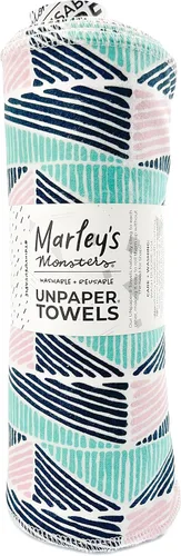 Vista 28 de Marley's Monsters UNpaper Towels - Rollo de 24 unidades, toallas de papel reutilizables, sin papel, algodón, sin árboles (rayas negras y blancas)