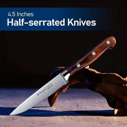 Vista 2 de Emojoy Cuchillos para carne, juego de 8 cuchillos para carne, altamente resistentes y duraderos, cuchillos de carne dentados de acero inoxidable