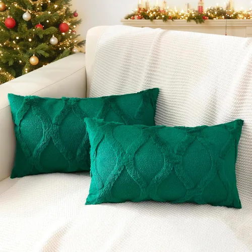 Vista 12 de decorUhome - Juego de 2 fundas de cojín decorativas para primavera de 16 x 16 pulgadas, fundas de almohada afelpadas de lana y piel sintética suave