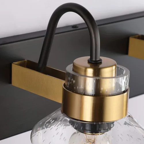 Vista 5 de PRESDE 2 Luces Accesorios de Tocador de Baño Negro y Dorado Luces de Baño de Granja Accesorio de Iluminación Sobre Espejo Aplique de Pared de Baño