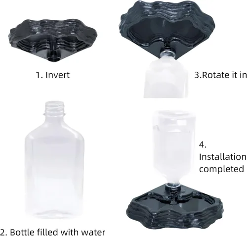 Vista 5 de Cuenco de 17 onzas para comederos de reptiles con tanque de terrario, dispensador automático de agua, accesorios de alimentación para lagartos, Negro
