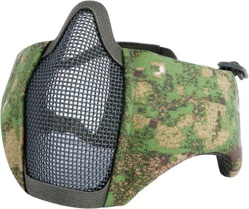 Vista 23 de AOUTACC Máscara de malla de airsoft plegable, máscaras de malla tácticas militares de nailon de media cara con protección para los oídos ajustables