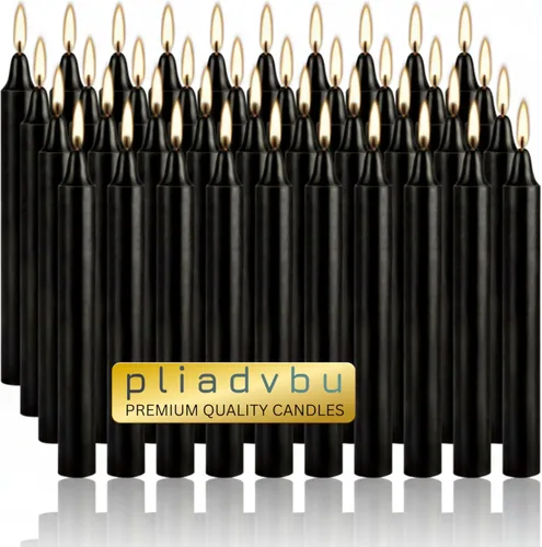 Vista 2 de Juego de 20 velas cónicas con carillón de hechizo de 4 pulgadas de alto, sin perfume, para rituales de meditación en el altar (negro, juego de 20)