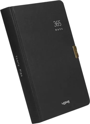 Vista 6 de 365 Day A5 Kraft Paper Hardcover Journals Notebook with Lock 1-Year Journal A Page A Day Daily Diary Scrapbook Numbered Blank Page Sketchbook