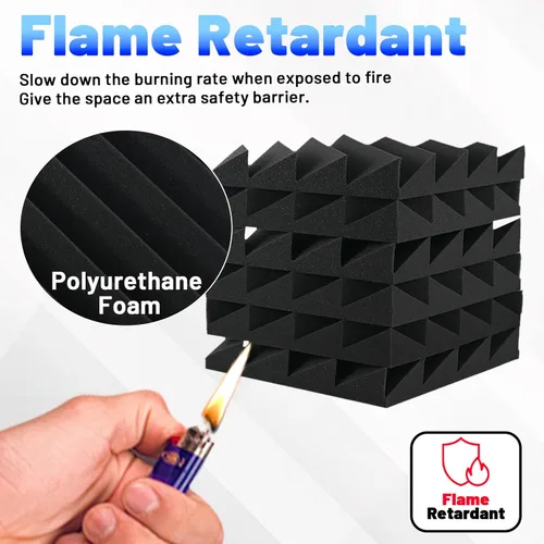 Vista 8 de Focusound Paquete de 16 paneles de espuma a prueba de sonido, paneles de espuma acústica de 2 x 12 x 12 pulgadas para pared, paneles de cuña