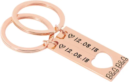 Vista 8 de Customized Couples Keychain, Boyfriend, Girlfriend Keyring, Couples Personalized Keychain Set, Custom Initials Date, Pinky Promise Valentine Day