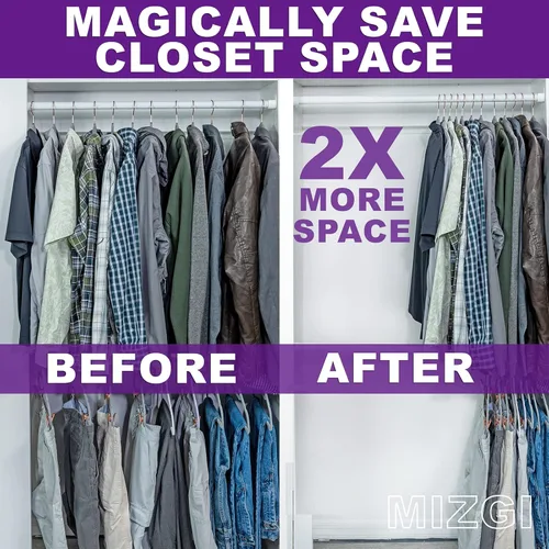 Vista 5 de MIZGI Perchas de Terciopelo Premium (Paquete de 50) Resistentes - Perchas de Fieltro Antideslizantes - Percha de Traje de Terciopelo Marfil