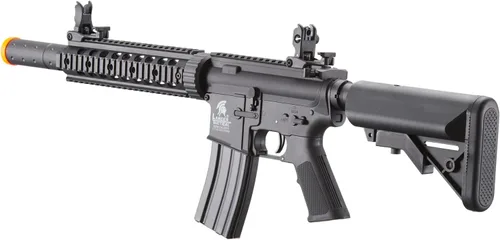 Vista 5 de Lancer Tactical Gen 2 SD M4 Polímero (Long Rail) - Rifle AEG de Piactinny con riel completo/semiautomático con 0.20g BBS, cargador y batería