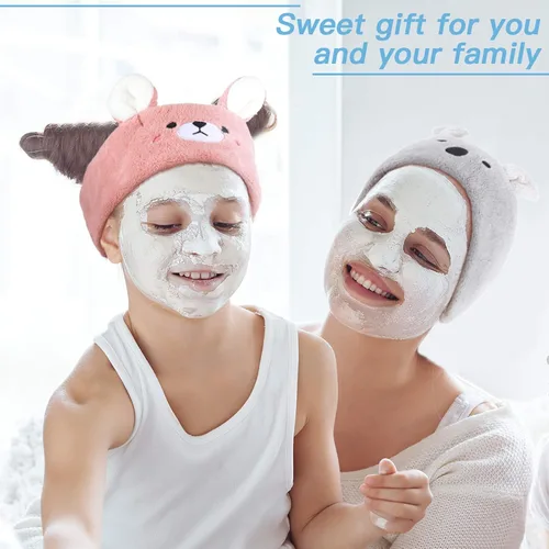 Vista 4 de Chuangdi 4 bandas para el pelo de animales, diadema para lavado de cara, orejas de animales de spa para cuidado de la piel, maquillaje, diadema