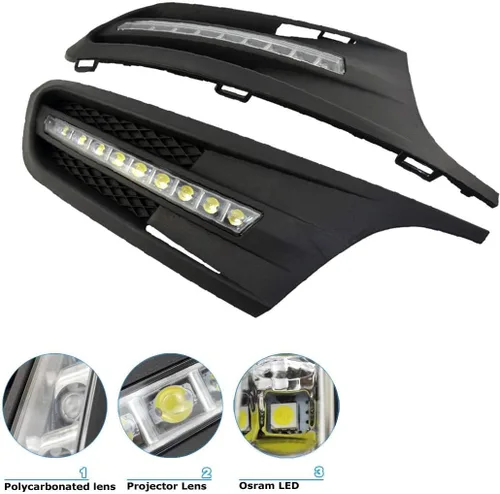 Vista 9 de iJDMTOY OEM Fit, luces de circulación diurna, xenón con 9 luces ledes blancas, alta potencia, para Volkswagen Jetta 2011-2014