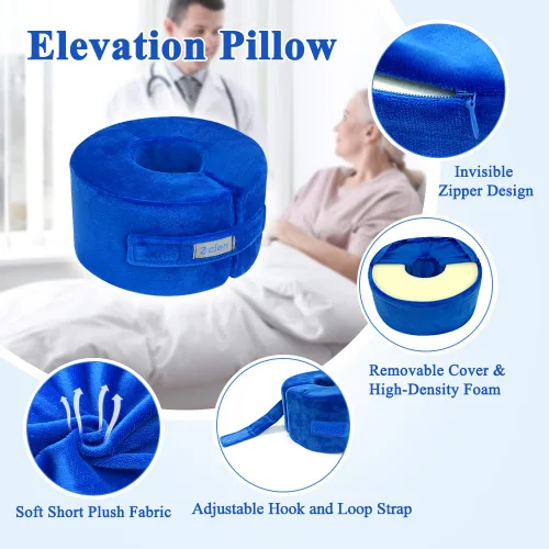 Vista 5 de Zelen Almohadas de elevación de pie de cuña de tobillo, almohada de soporte de pie protectores de talón para úlceras por presión, cojín