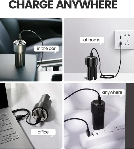 Vista 2 de YANTU Compresor de aire portátil inalámbrico para neumáticos de automóvil, bomba de aire eléctrica recargable, bomba de neumáticos digital de 12 V