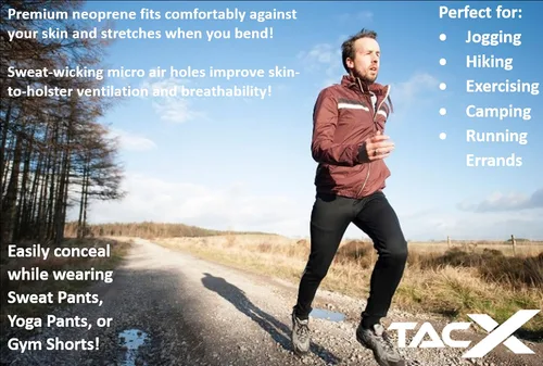 Vista 7 de Funda de banda para el vientre para transporte oculto activo, diseño universal, cinturón de pistola IWB/OWB, bloqueo RFID, bolsillo con cremallera a