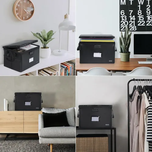 Vista 8 de DEEGO Caja de documentos ignífuga, caja organizadora de archivos resistente al agua con cerradura para documentos, organizador de archivos plegable