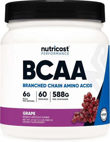 Vista 19 de Polvo Nutricost BCAA (Uva, 120 porciones) - Sin gluten, sin OMG, vegetariano, proporción óptima 2:1:1
