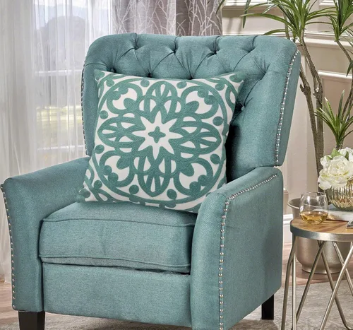 Vista 4 de Alysheer Funda de almohada decorativa bordada de 18 x 18 pulgadas, acogedora y fresca funda de cojín bohemia con diseño de mandala chic de punto