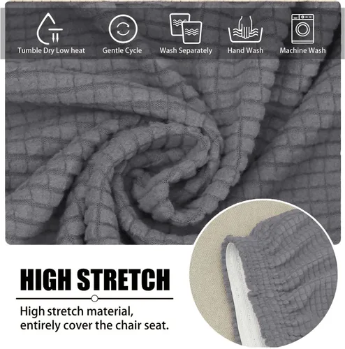 Vista 3 de XMNTG Juego de 4 fundas elásticas de jacquard gris para silla de comedor, con respaldo curvado, fundas para silla de acento modernas de mediados