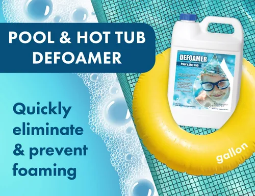 Vista 2 de Antiespumante para piscina y bañera de hidromasaje, 1 galón, elimina rápidamente la espuma en piscinas o jacuzzis.