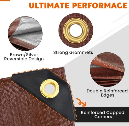 Vista 3 de Keten Tarps Lona resistente impermeable de 3 x 18 pies, 10 mil de grosor - Lona de polietileno multiusos resistente a desgarros y a la decoloración