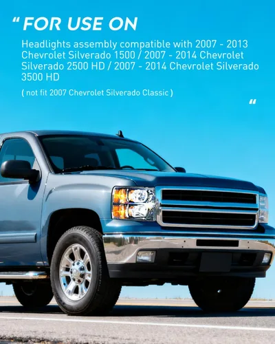 Vista 8 de Nilight Conjunto de faros para 2007 2008 2009 2010 2011 2012 2013 Silverado 1500 2007-2014 Silverado 2500HD 3500HD Faros de repuesto Carcasa negra
