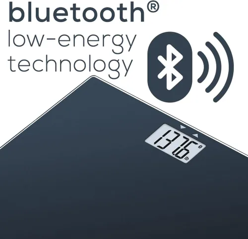 Vista 4 de Beurer GS435B Báscula de vidrio Bluetooth para peso corporal con medición de composición de IMC, báscula digital inteligente de baño que se conecta