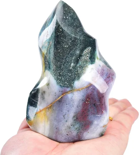 Vista 22 de AMOYSTONE - Gran torre de cristal de cuarzo rosa con forma de llama para sanación, meditación y energía. Decoración de cristal para el hogar