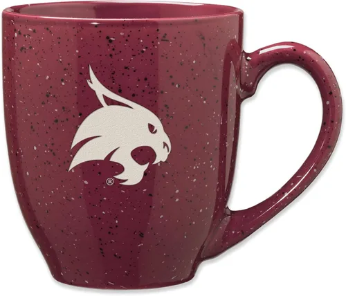Vista 208 de Rico Industries NCAA Saint Joseph's (PA) Hawks Logo Principal Color Marrón 16 oz Logotipo del Equipo de Color Láser Grabado en Cerámica Moteada Taza